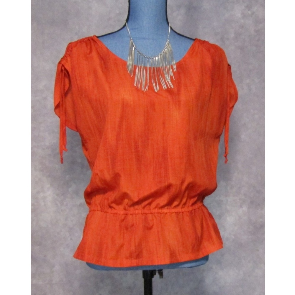 Michael Kors Orange Drawstring Shoulder Top Sz P/S